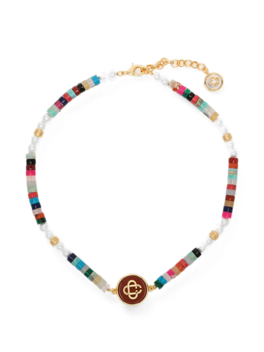 Casablanca logo-pendant beaded necklace - Oro