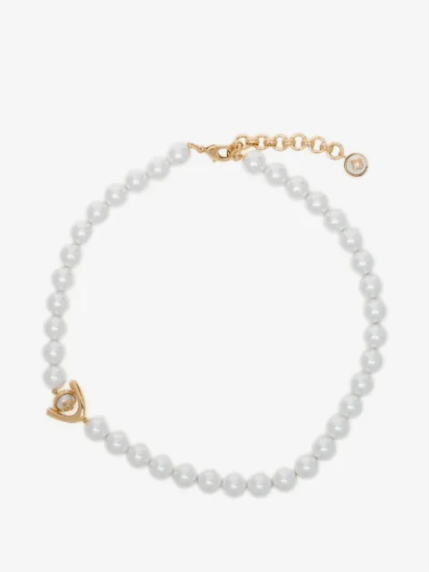 Casablanca pearl-embellished logo-pendant necklace