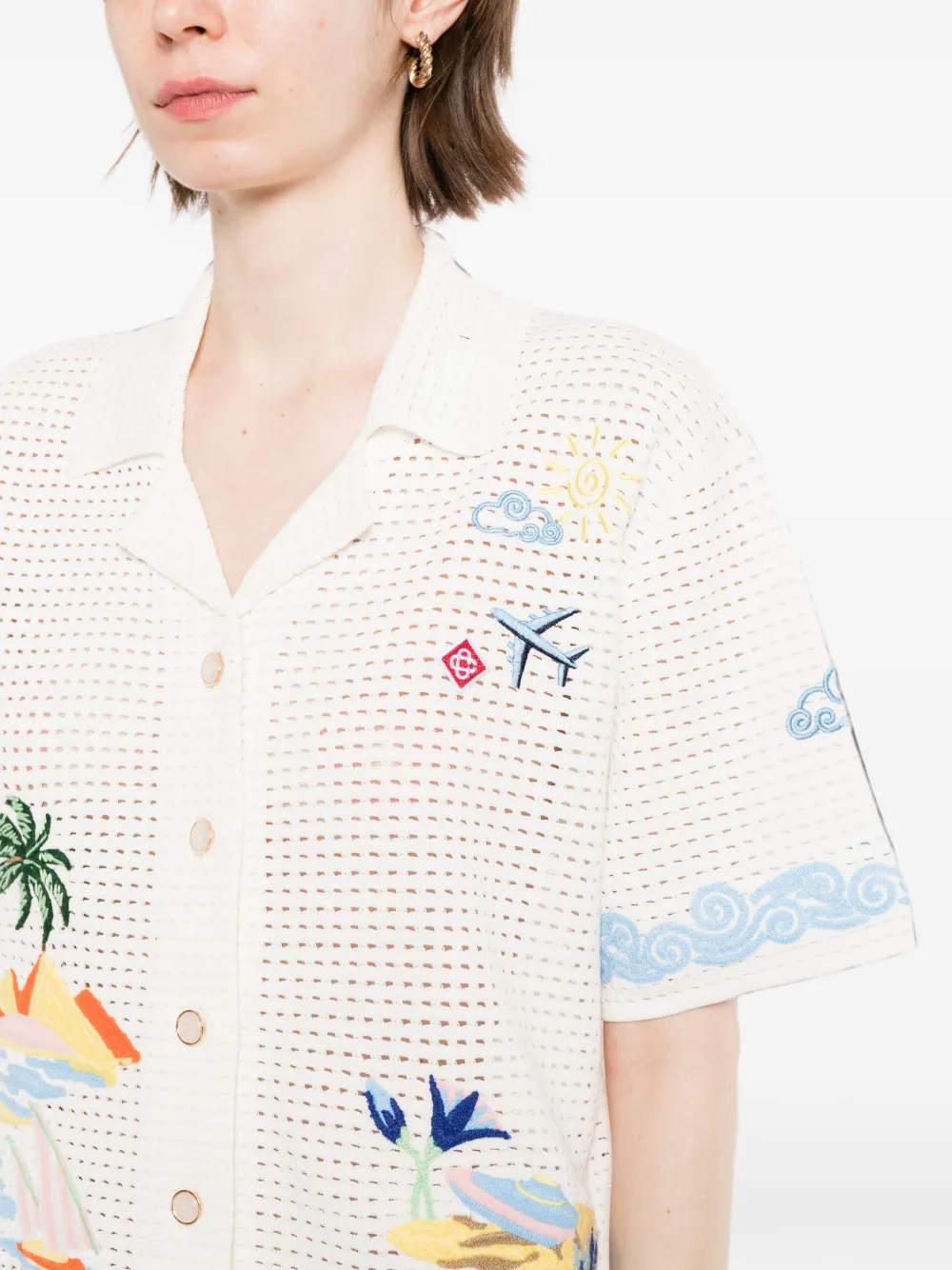 Casablanca Gehaakte blouse met borduurwerk Wit