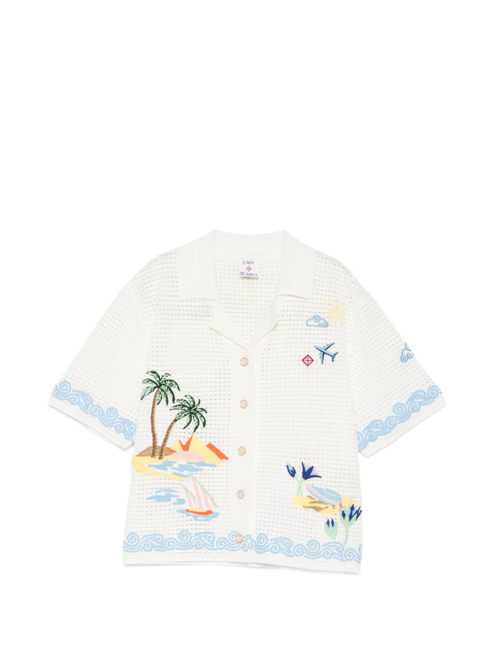 Casablanca crochet-knit embroidered shirt - Bianco