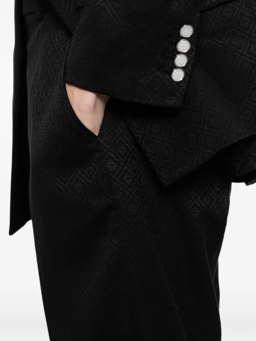 Casablanca Broek met wijde pijpen en jacquard Zwart