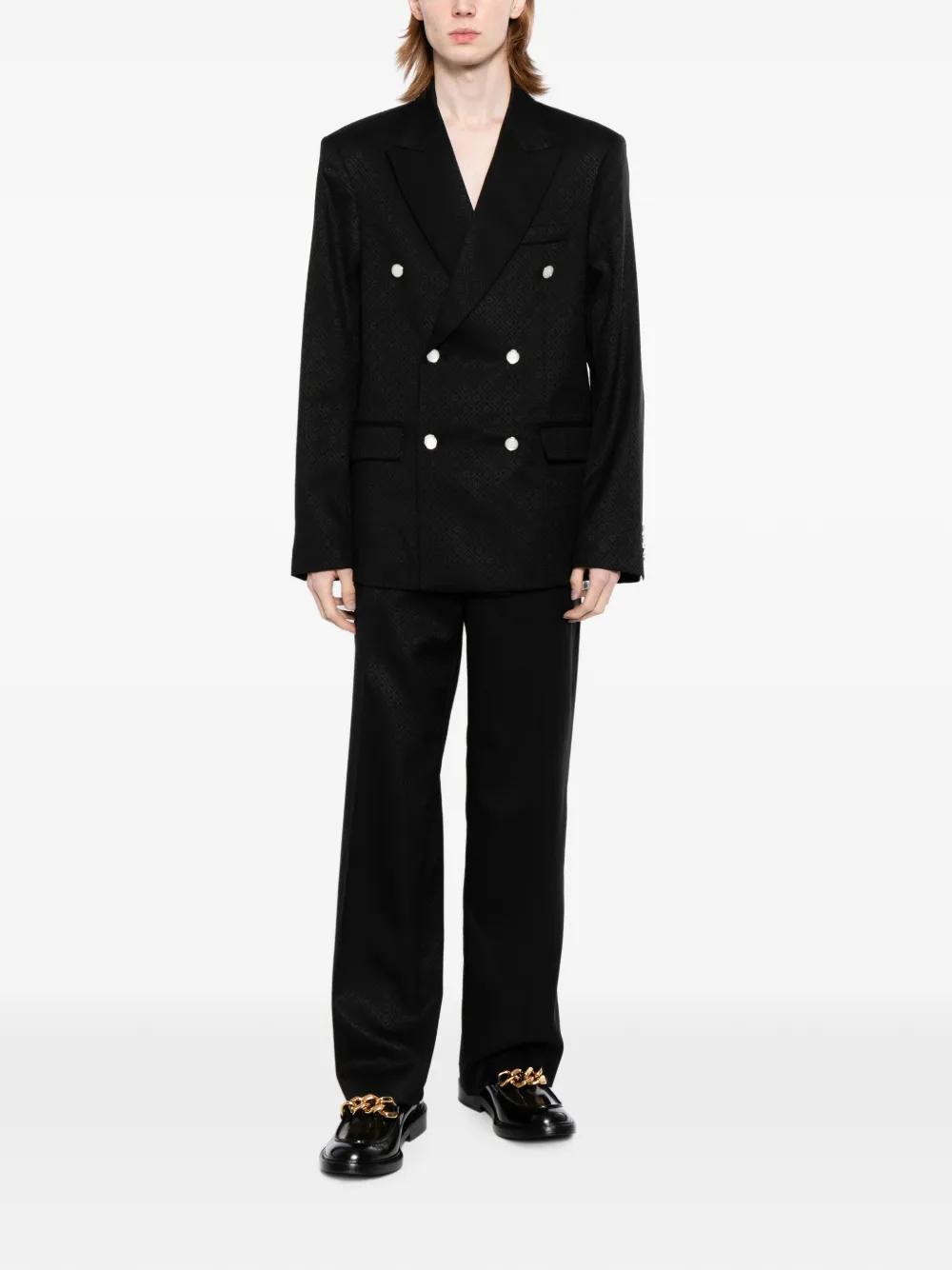 Casablanca Blazer met enkele rij knopen en geometrisch jacquard Zwart