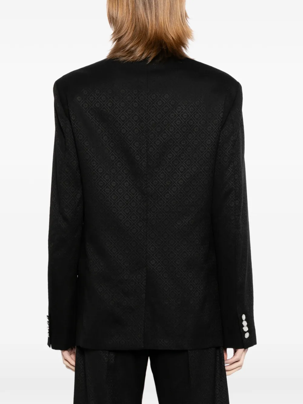 Casablanca Blazer met enkele rij knopen en geometrisch jacquard Zwart