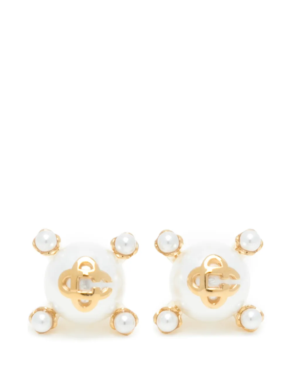 Casablanca Lotus pearl studs - Bianco