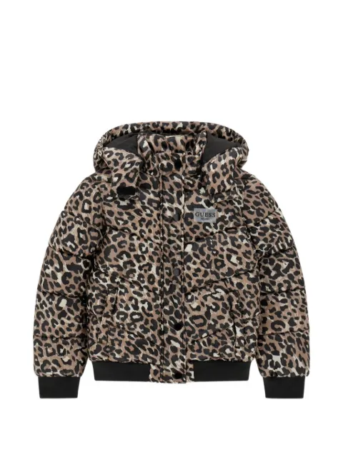guess kids leopard-print hooded jacket