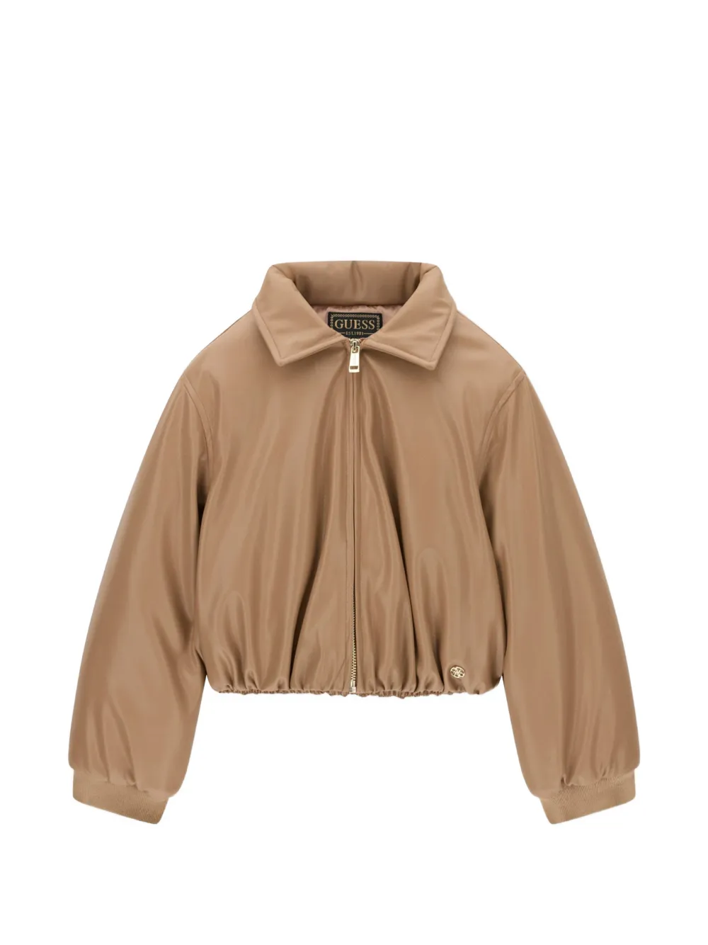 guess kids logo-plaque zip-up jacket - Marrone