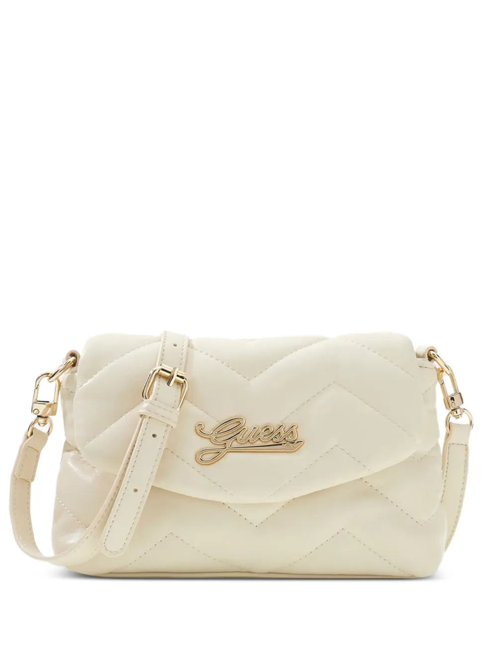 guess kids mini quilted logo-plaque shoulder bag - Weiß