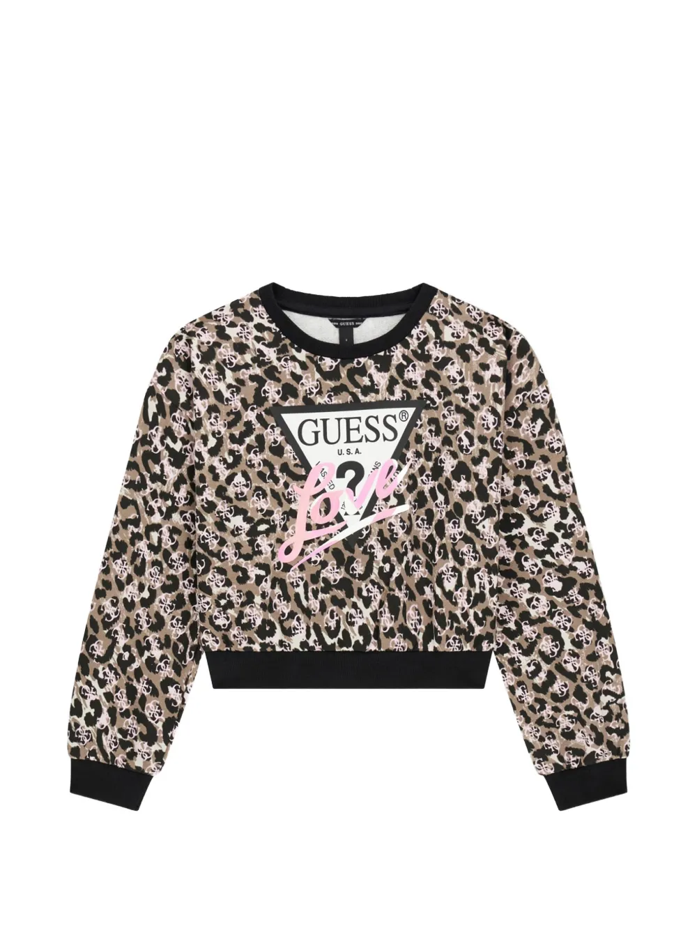 guess kids leopard-print logo-print sweater - Braun