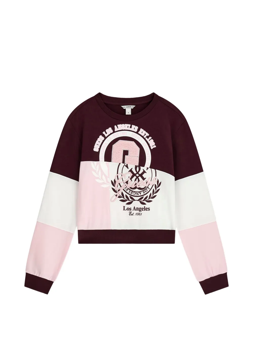 guess kids Los Angeles logo-print colour-block sweater - Braun