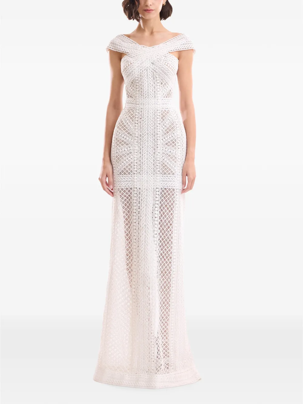 Gemy Maalouf Off-shoulder jurk met geometrisch kant Wit