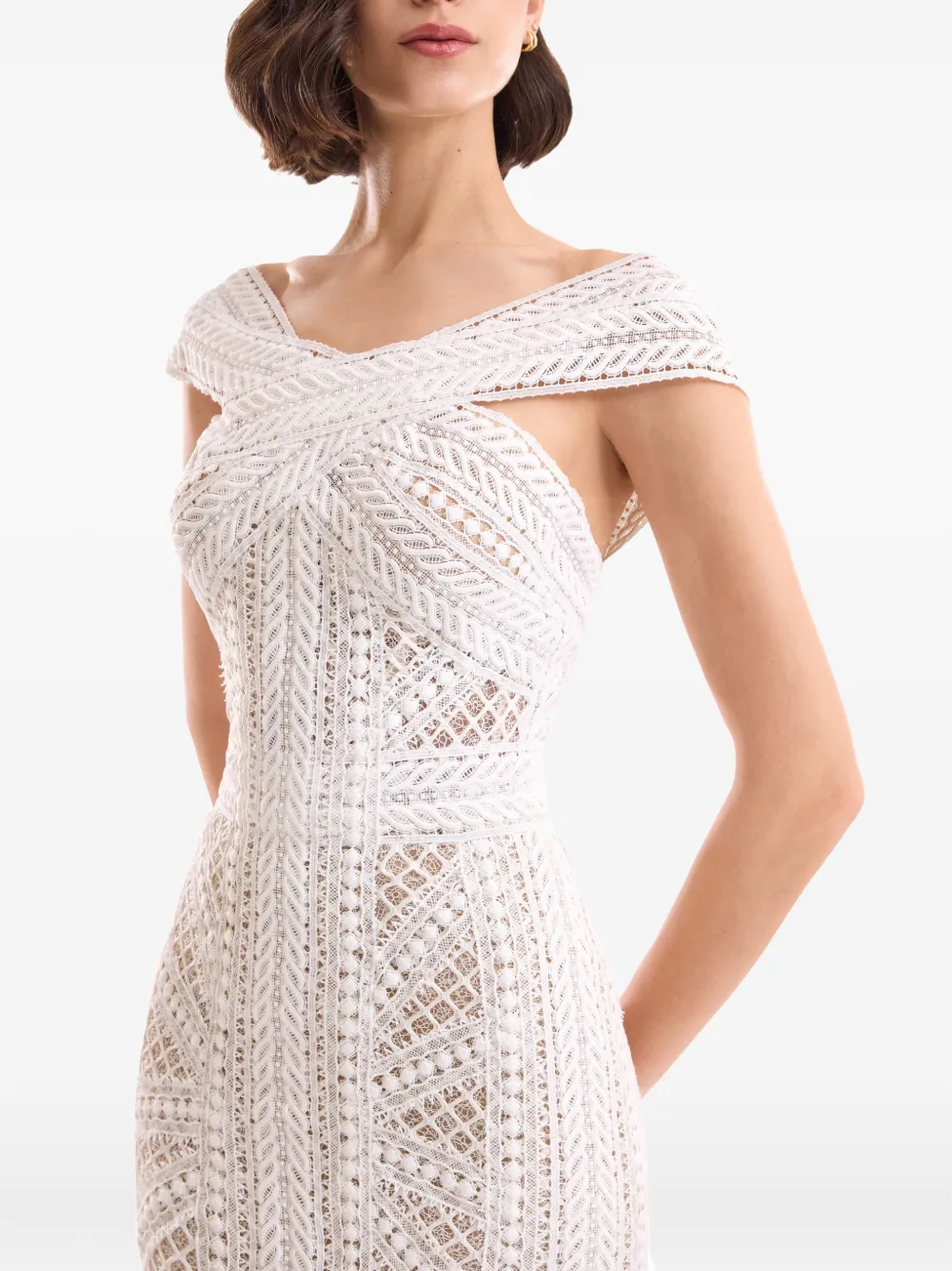 Gemy Maalouf Off-shoulder jurk met geometrisch kant Wit
