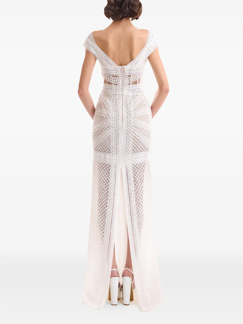 Gemy Maalouf Off-shoulder jurk met geometrisch kant Wit