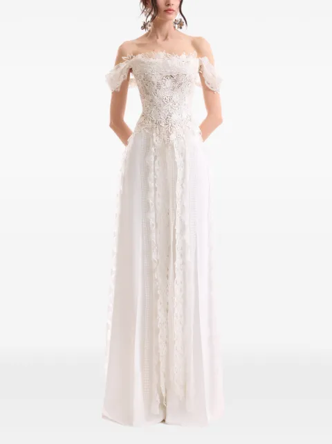 Gemy Maalouf vestido largo con ribete de encaje