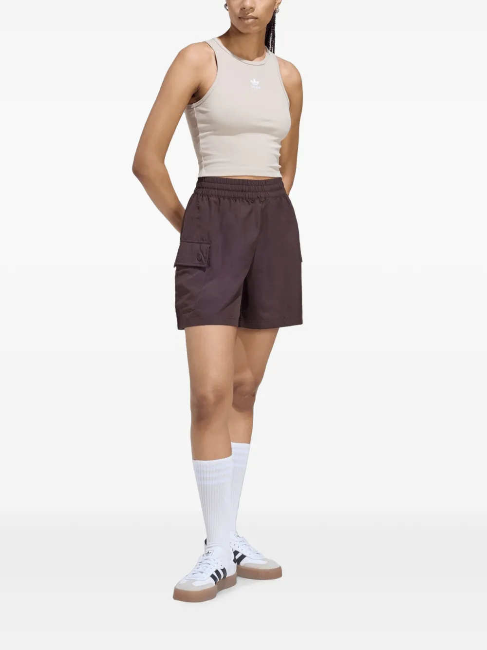 adidas Ribgebreide tanktop Beige