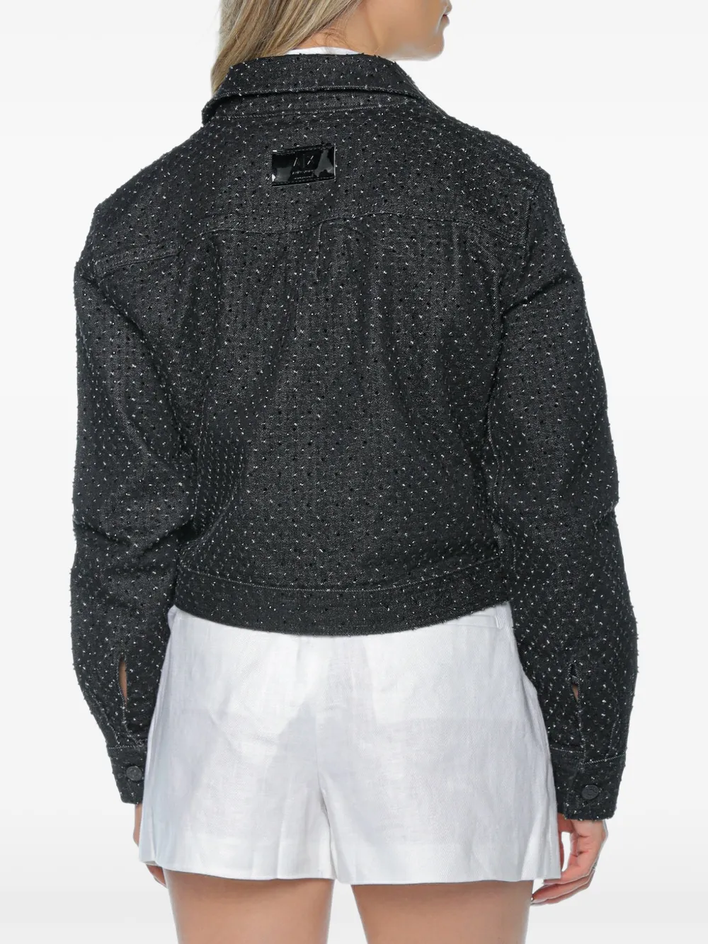 Armani Exchange Cropped jack verfraaid met stras Zwart