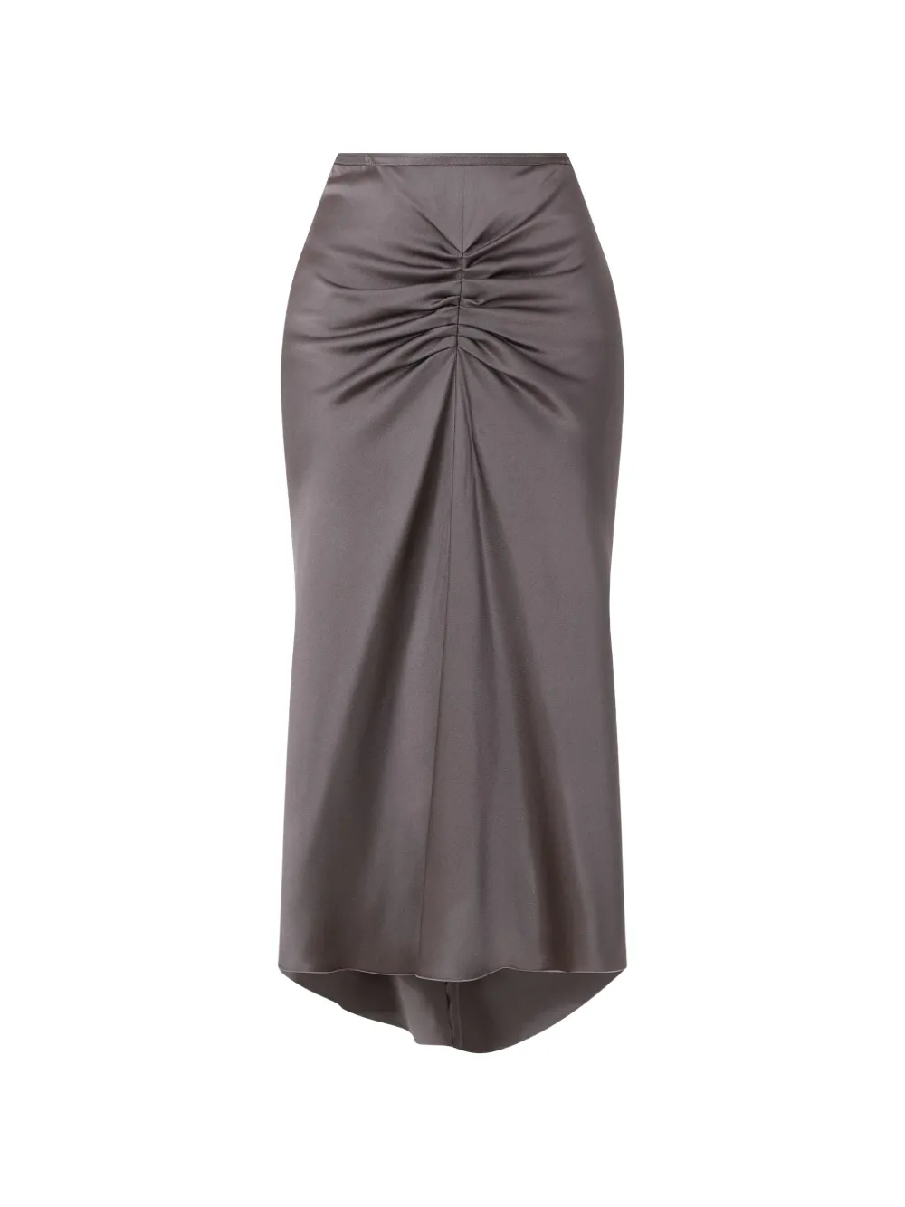 Victoria Beckham Bela ruched satin midi skirt - Grigio