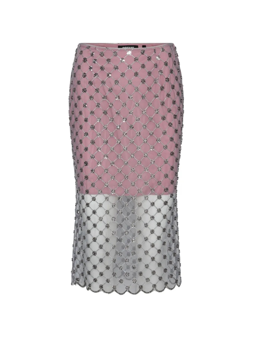 ROTATE BIRGER CHRISTENSEN sequined floral-mesh midi skirt - Rosa