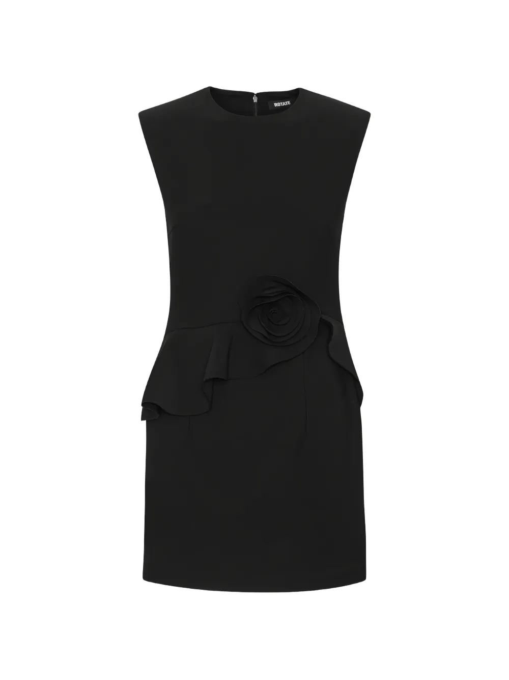 ROTATE BIRGER CHRISTENSEN floral-appliqué peplum-hem mini dress - Nero