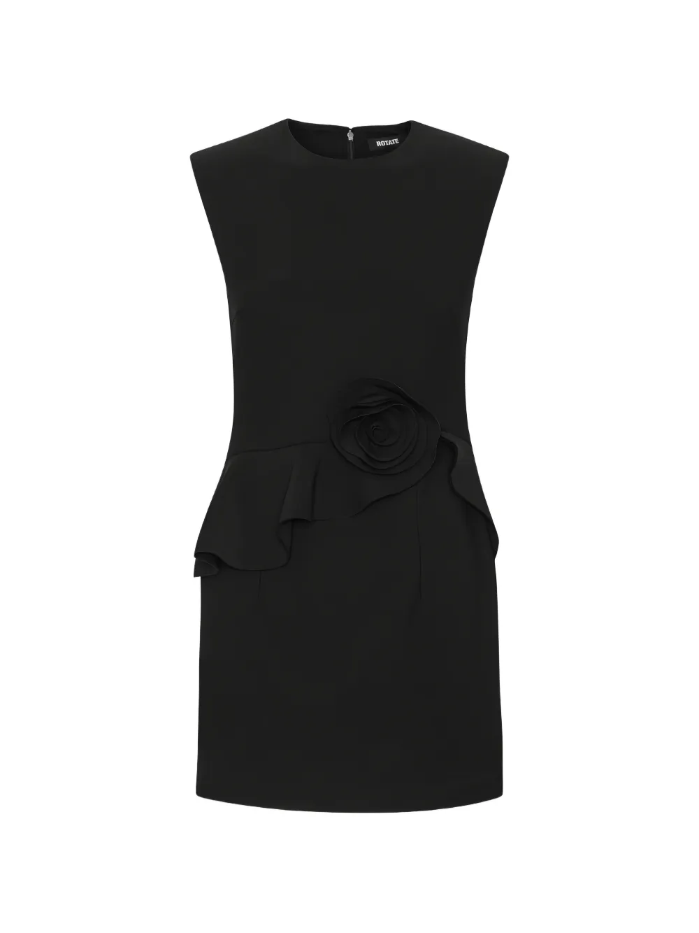 ROTATE BIRGER CHRISTENSEN floral-appliqué peplum-hem mini dress - Nero