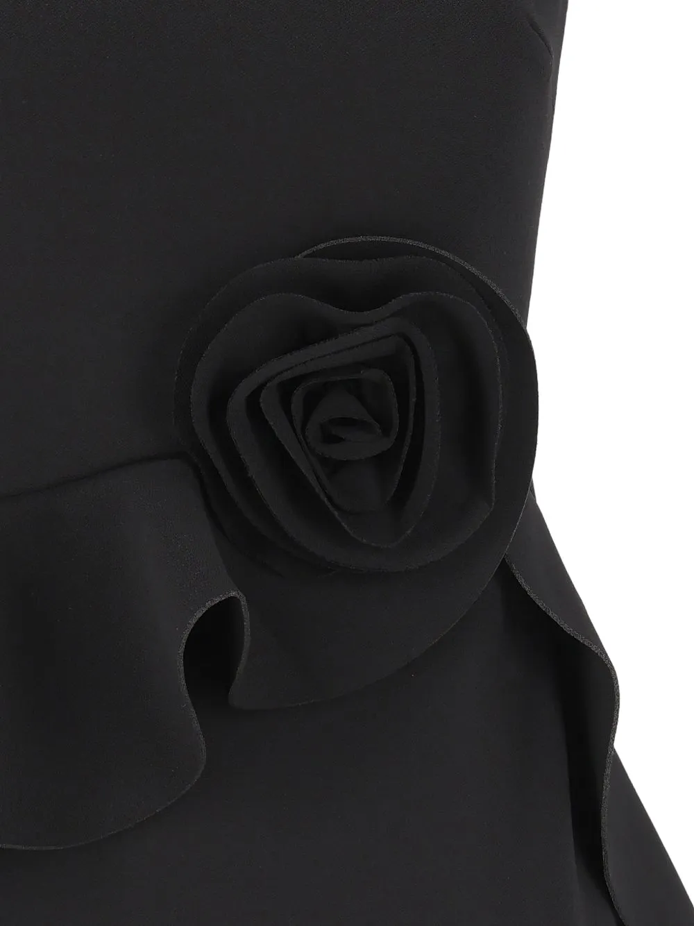 ROTATE BIRGER CHRISTENSEN Mini-jurk met bloemapplicatie en peplum-zoom Zwart