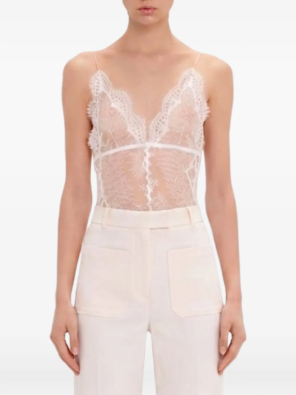 Victoria Beckham lace-panelled bodysuit Wit