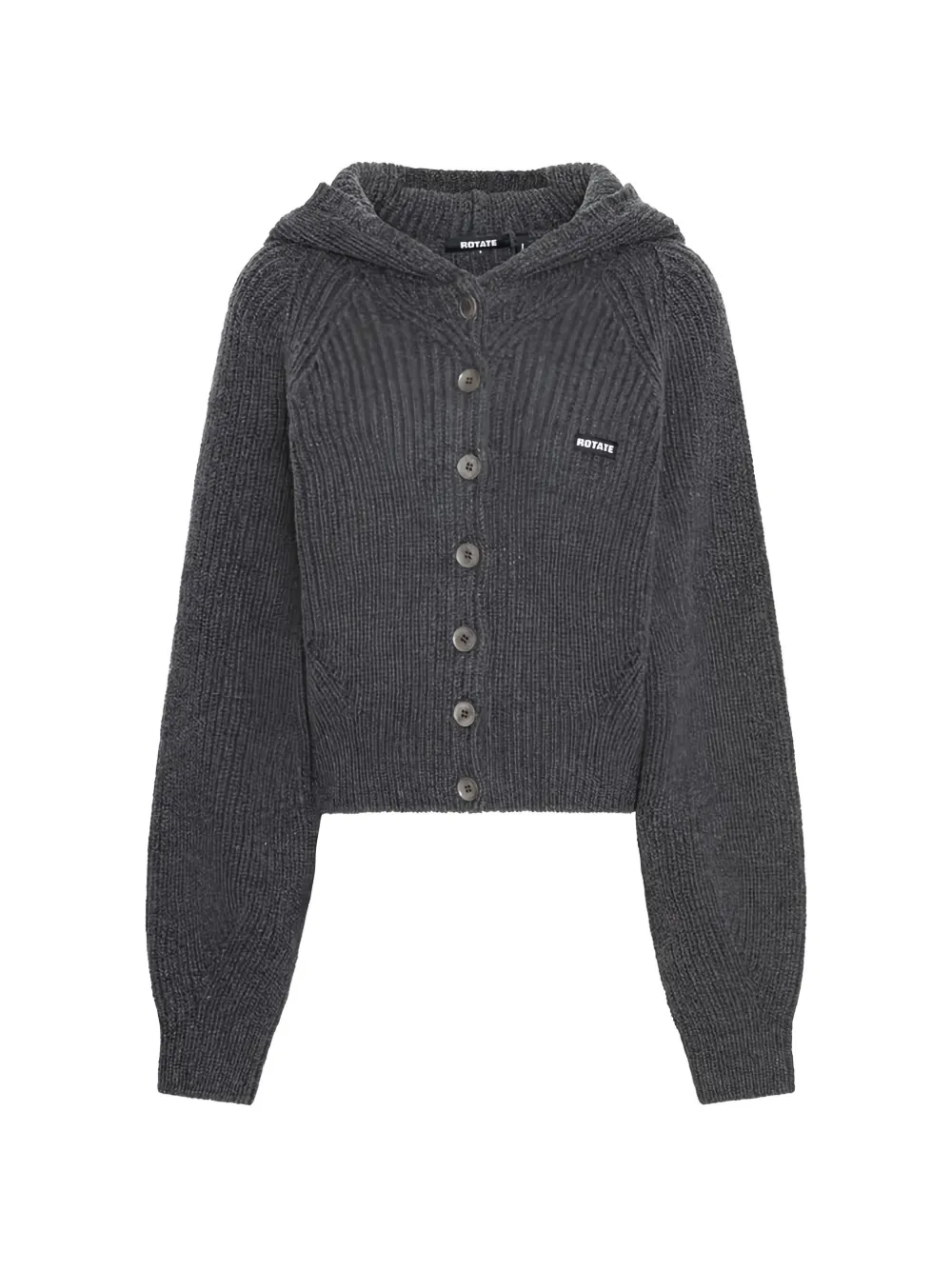 ROTATE BIRGER CHRISTENSEN ribbed-knit hooded cardigan - Grigio