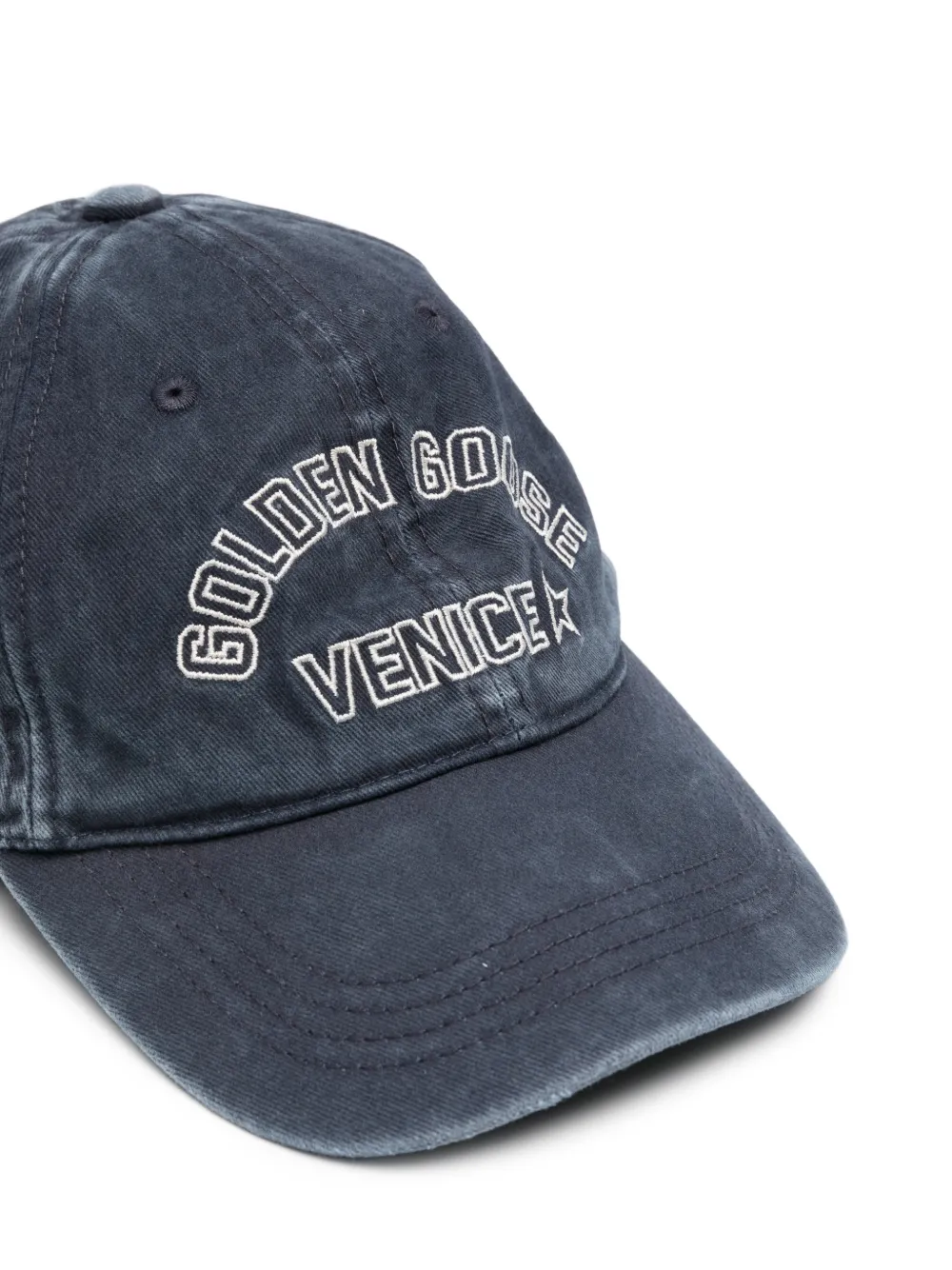 Golden Goose Honkbalpet met geborduurd logo en zes vlakken Blauw