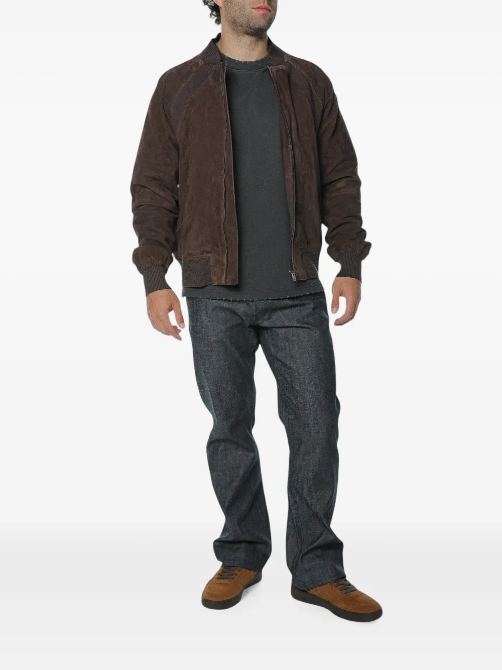 Trussardi Suède bomberjack Bruin