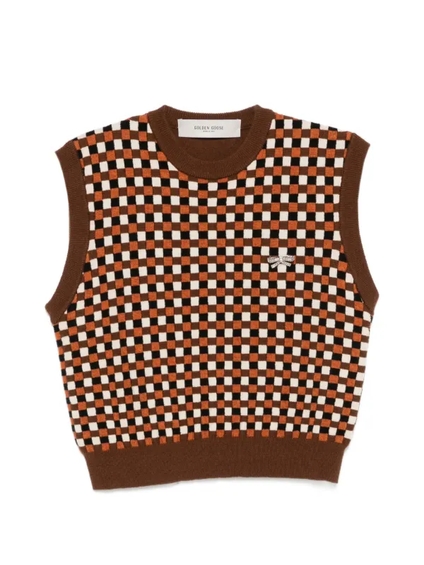 Golden Goose Roby Check-pattern Vest in Brown