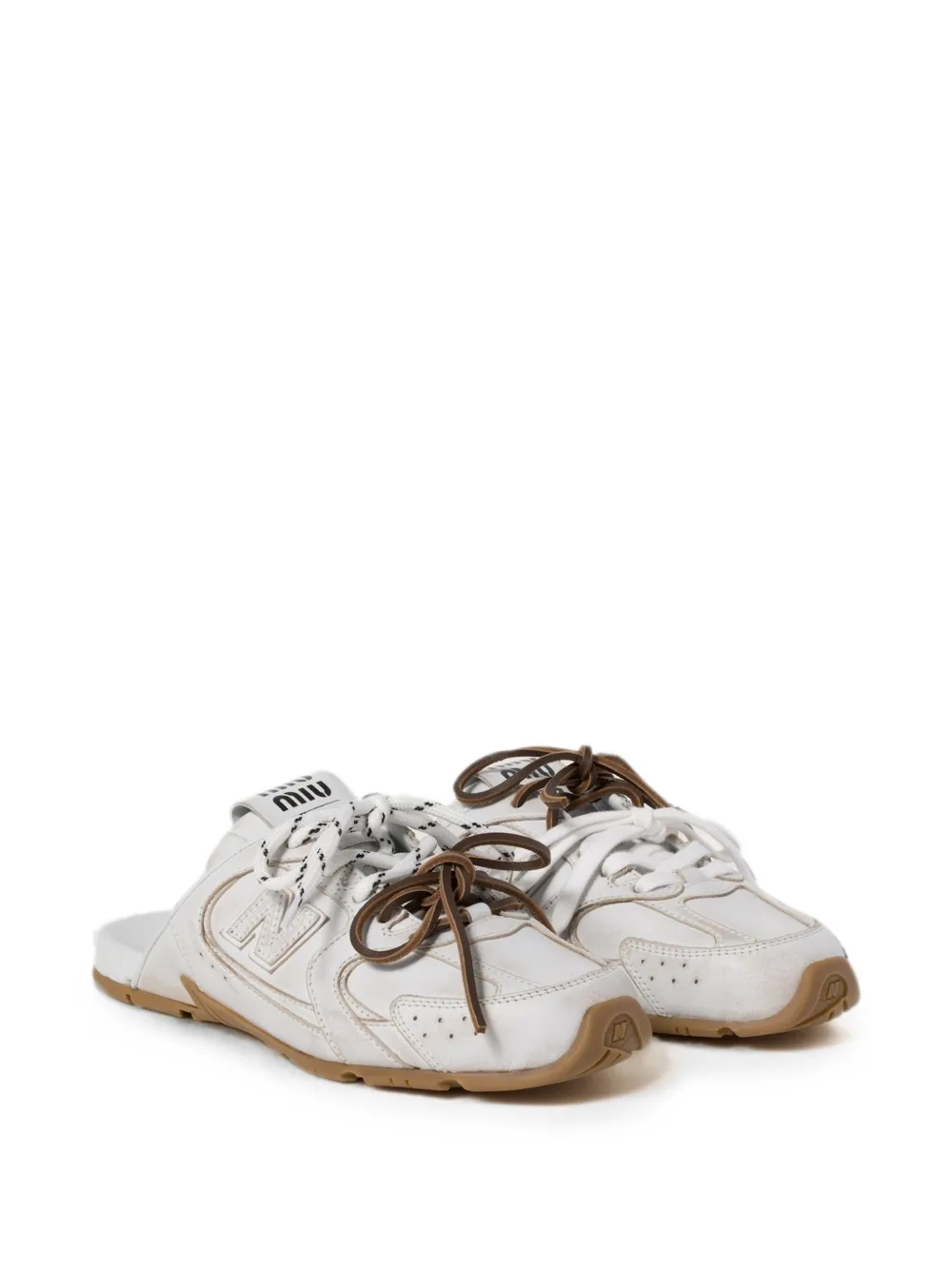 Miu x New Balance 530 SL distressed-effect mules Wit
