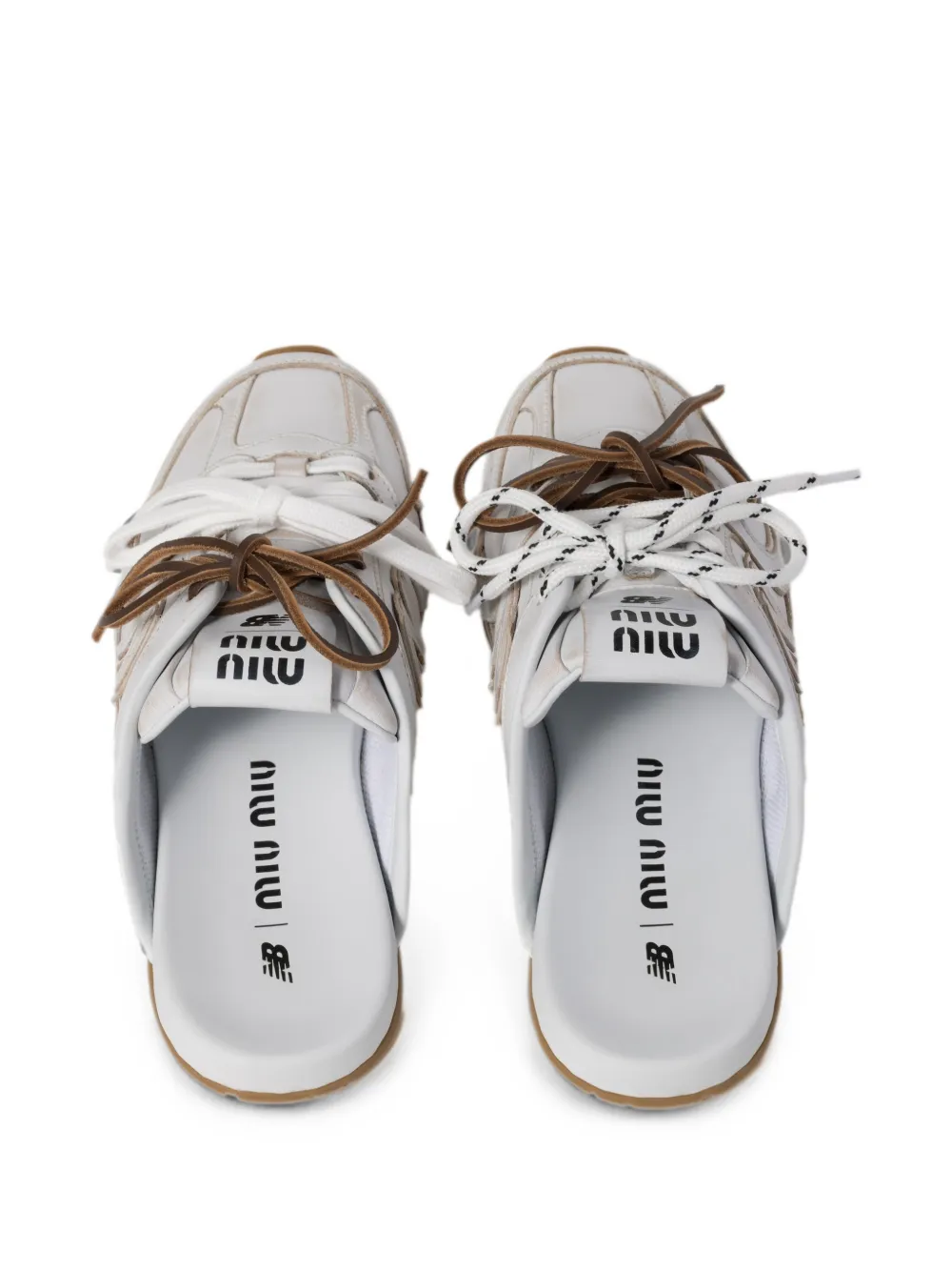 Miu x New Balance 530 SL distressed-effect mules Wit