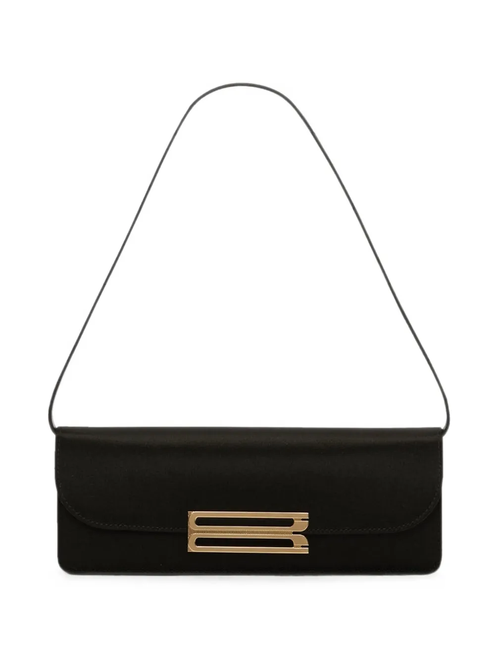 Victoria Beckham Dorian logo-plaque satin shoulder bag - Black