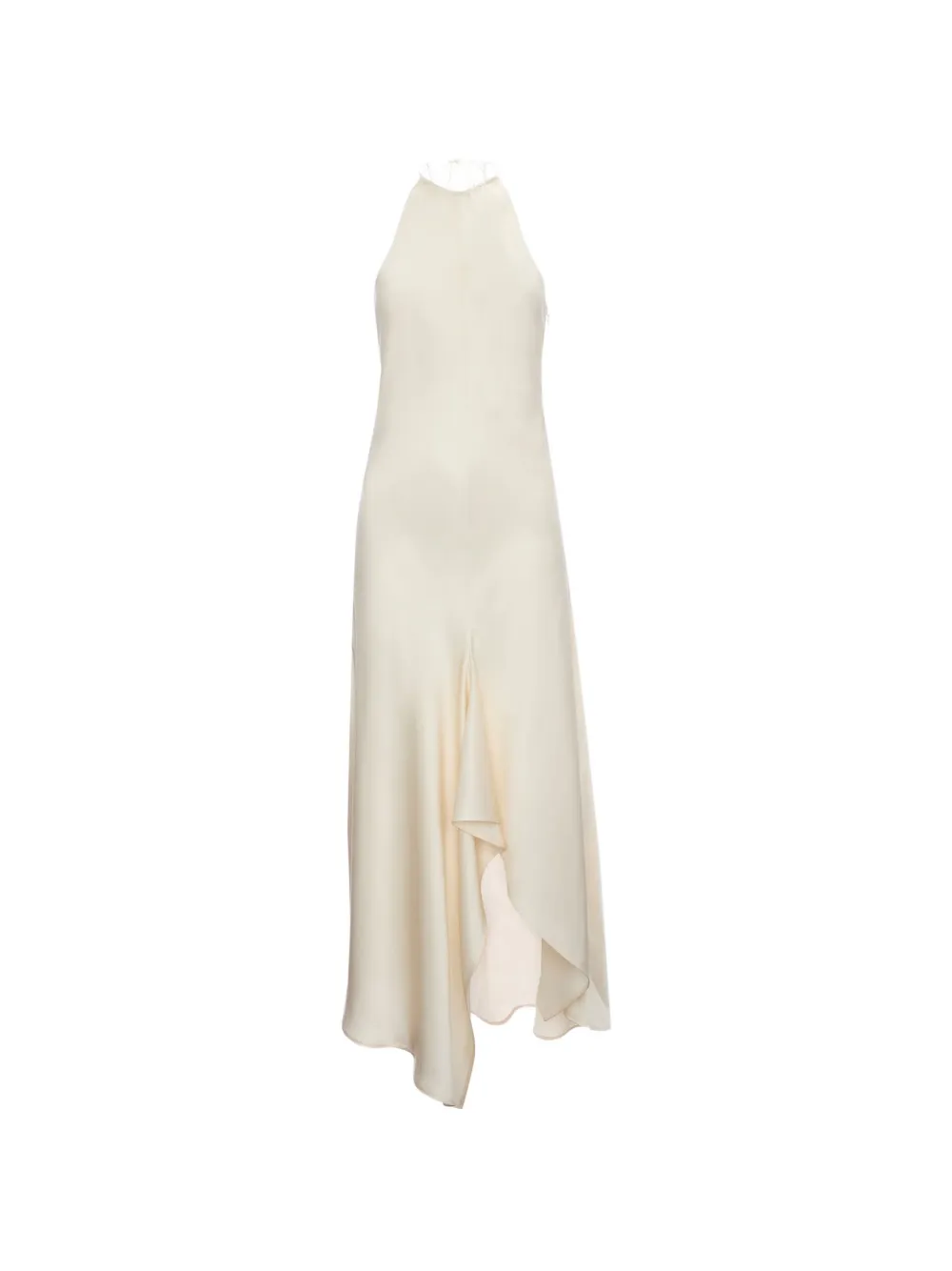Victoria Beckham halterneck asymmetric-hem midi dress - Toni neutri