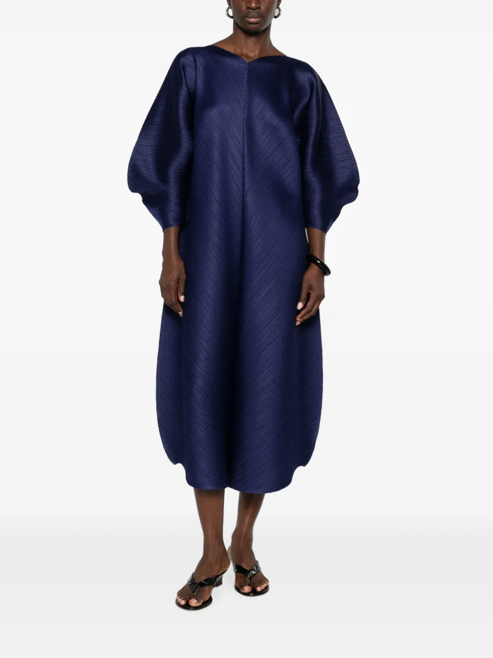 Pleats Please Issey Miyake Coast geplooide midi-jurk Blauw