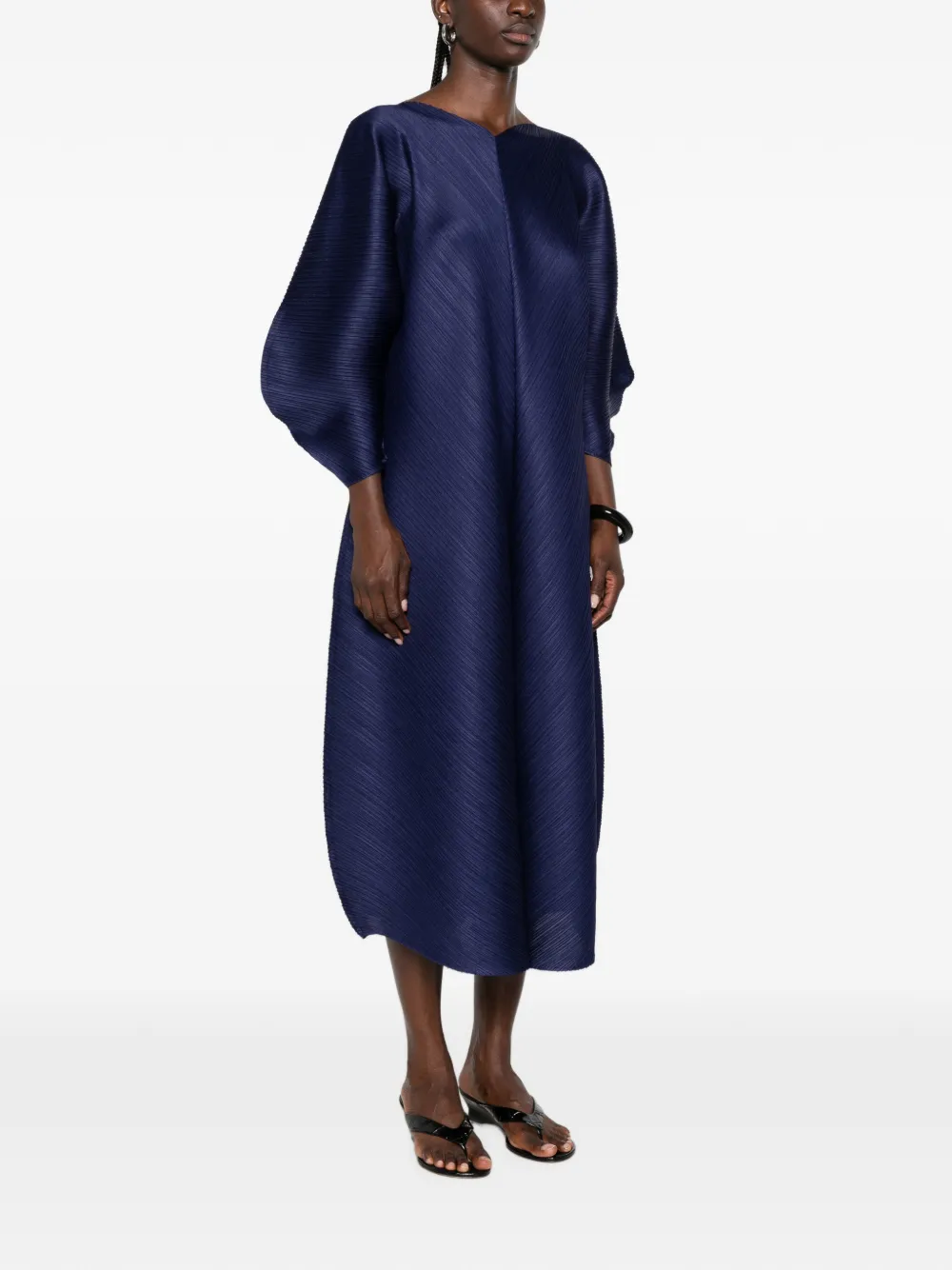 Pleats Please Issey Miyake Coast geplooide midi-jurk Blauw