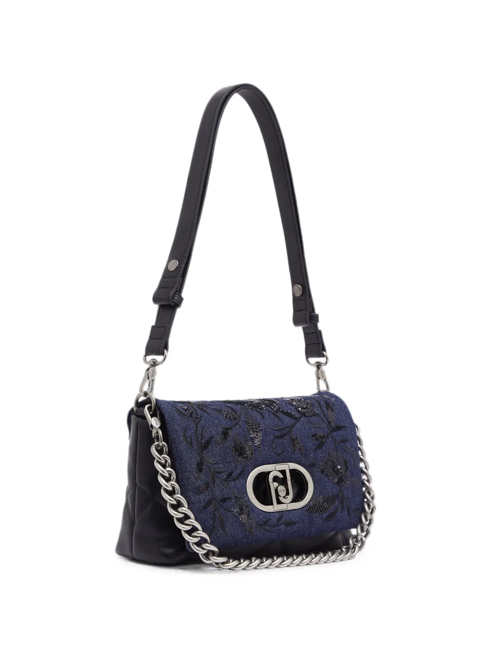 LIU JO Medium LaPuffy denim tas met borduurwerk Zwart