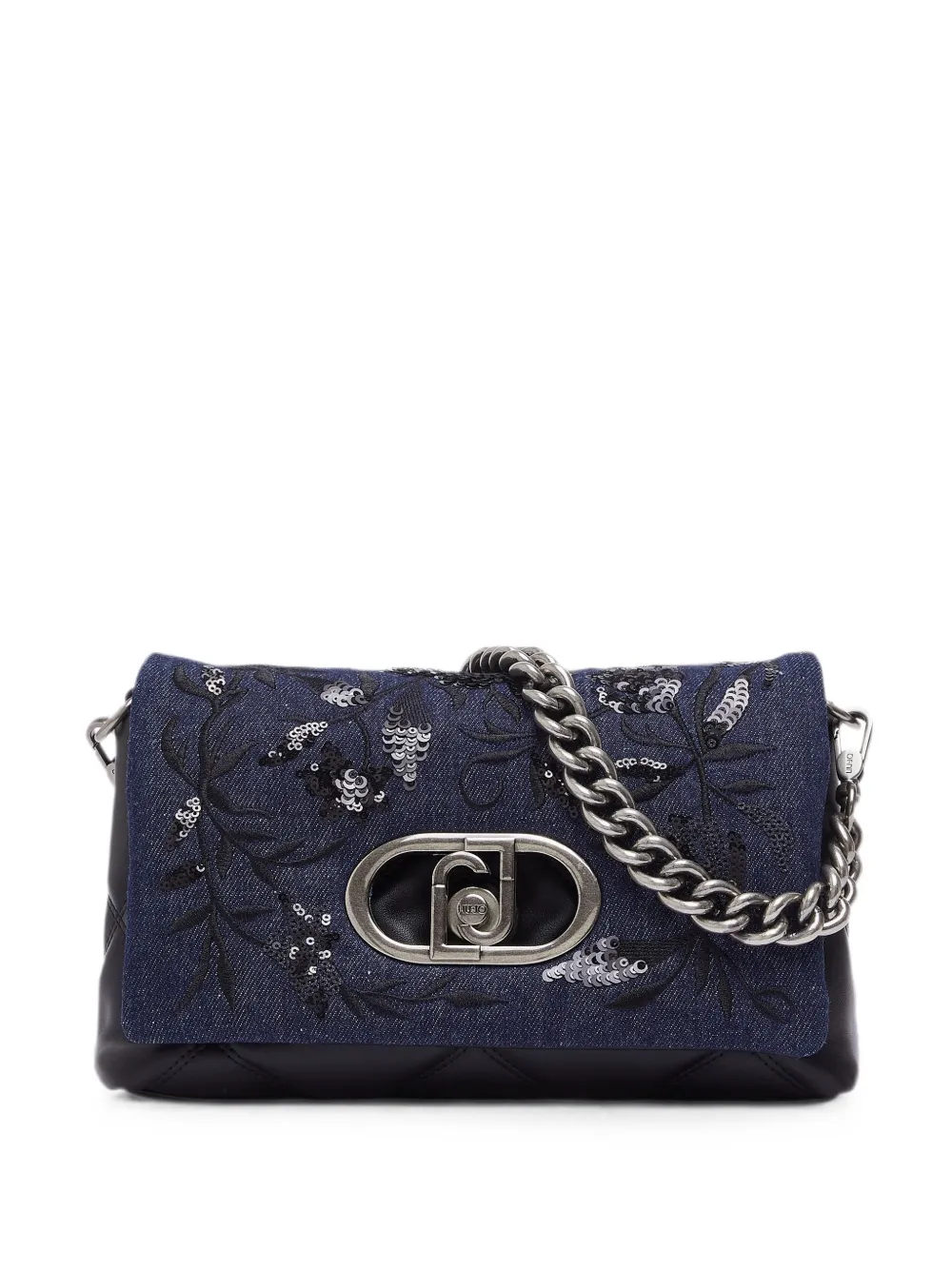 LIU JO medium LaPuffy bag in embroidered denim - Nero