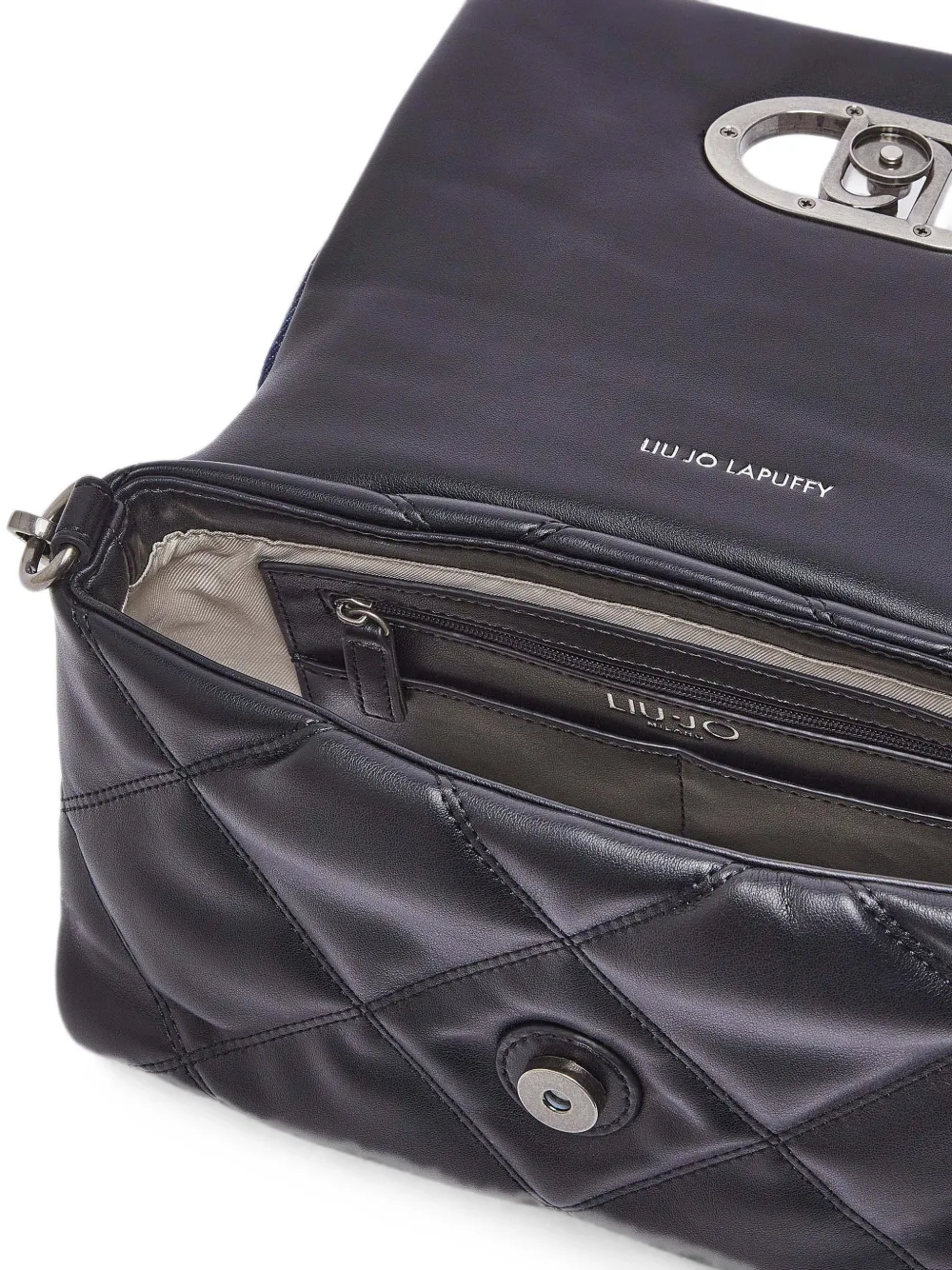 LIU JO Medium LaPuffy denim tas met borduurwerk Zwart
