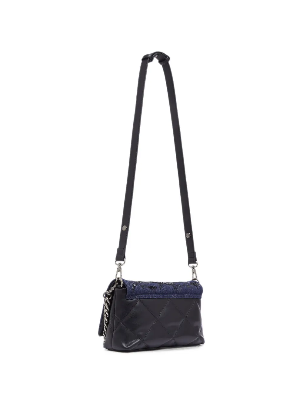 LIU JO Medium LaPuffy denim tas met borduurwerk Zwart