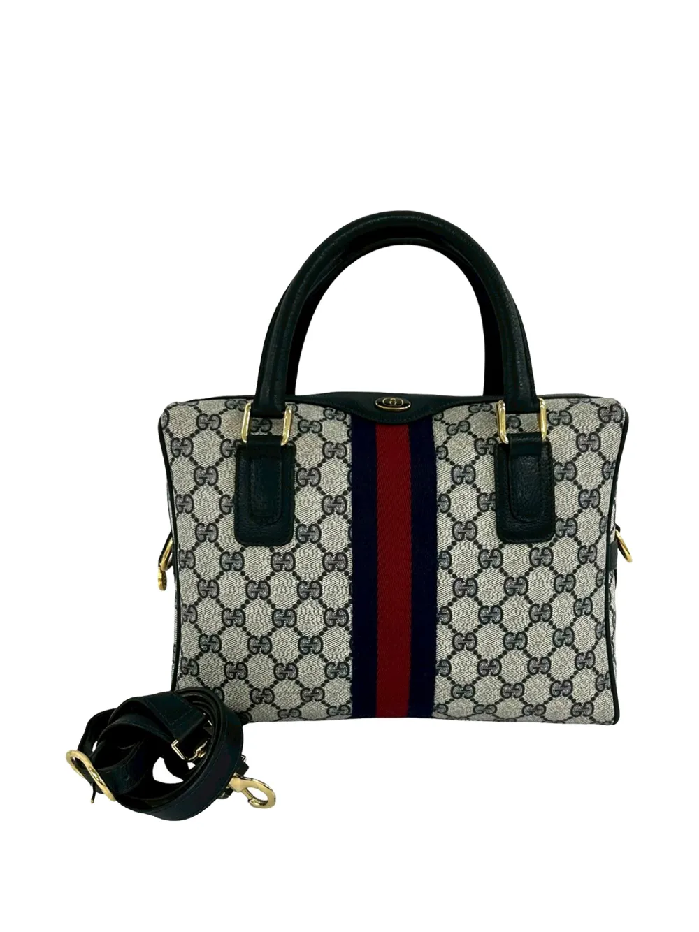 Gucci Pre-Owned Borsa a tracolla in tessuto GG Supreme con decorazione Web XX secolo - Toni neutri