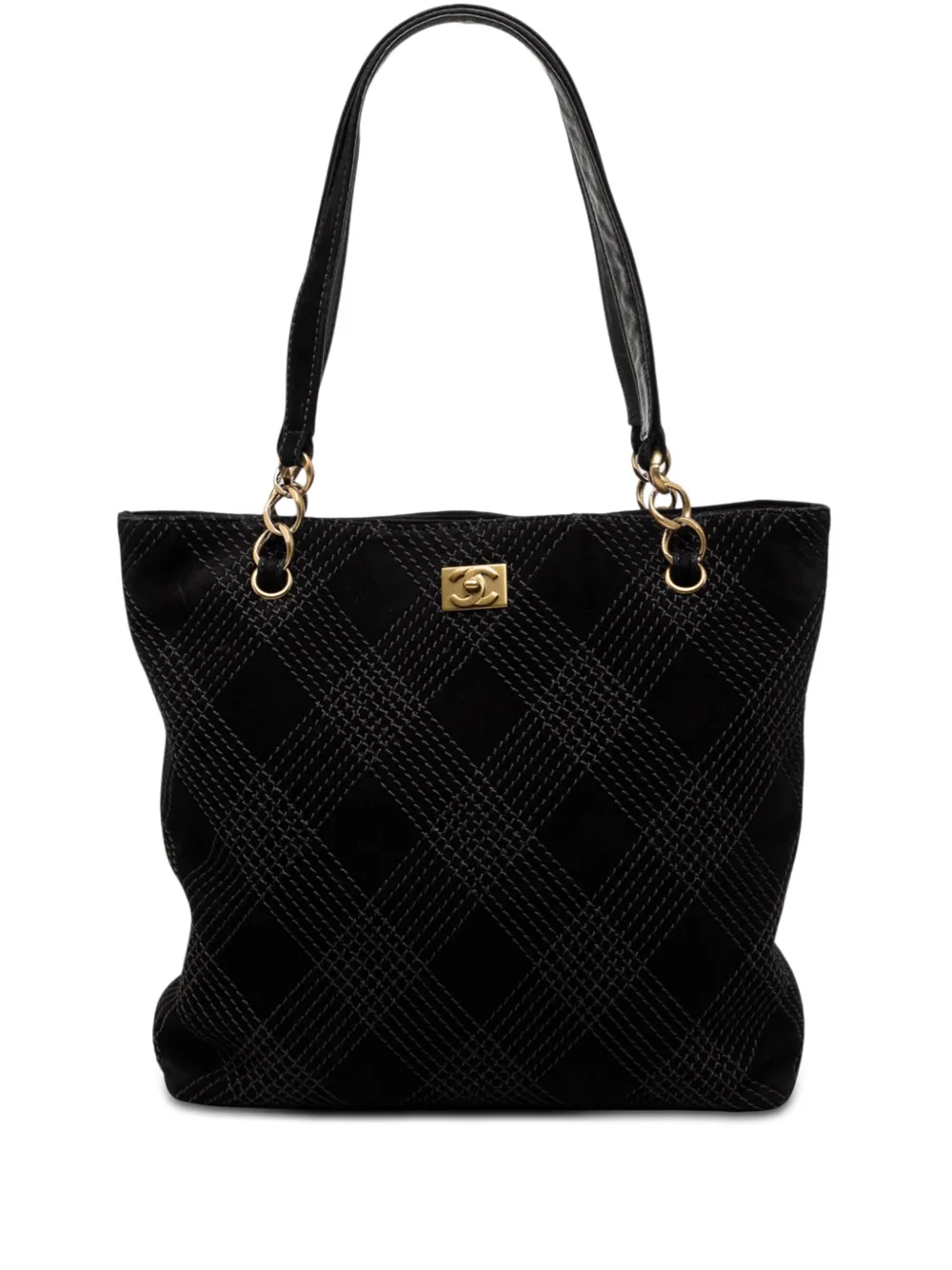 CHANEL Pre-Owned Borsa tote CC in pelle scamosciata con impunture 2002-2003 - Nero