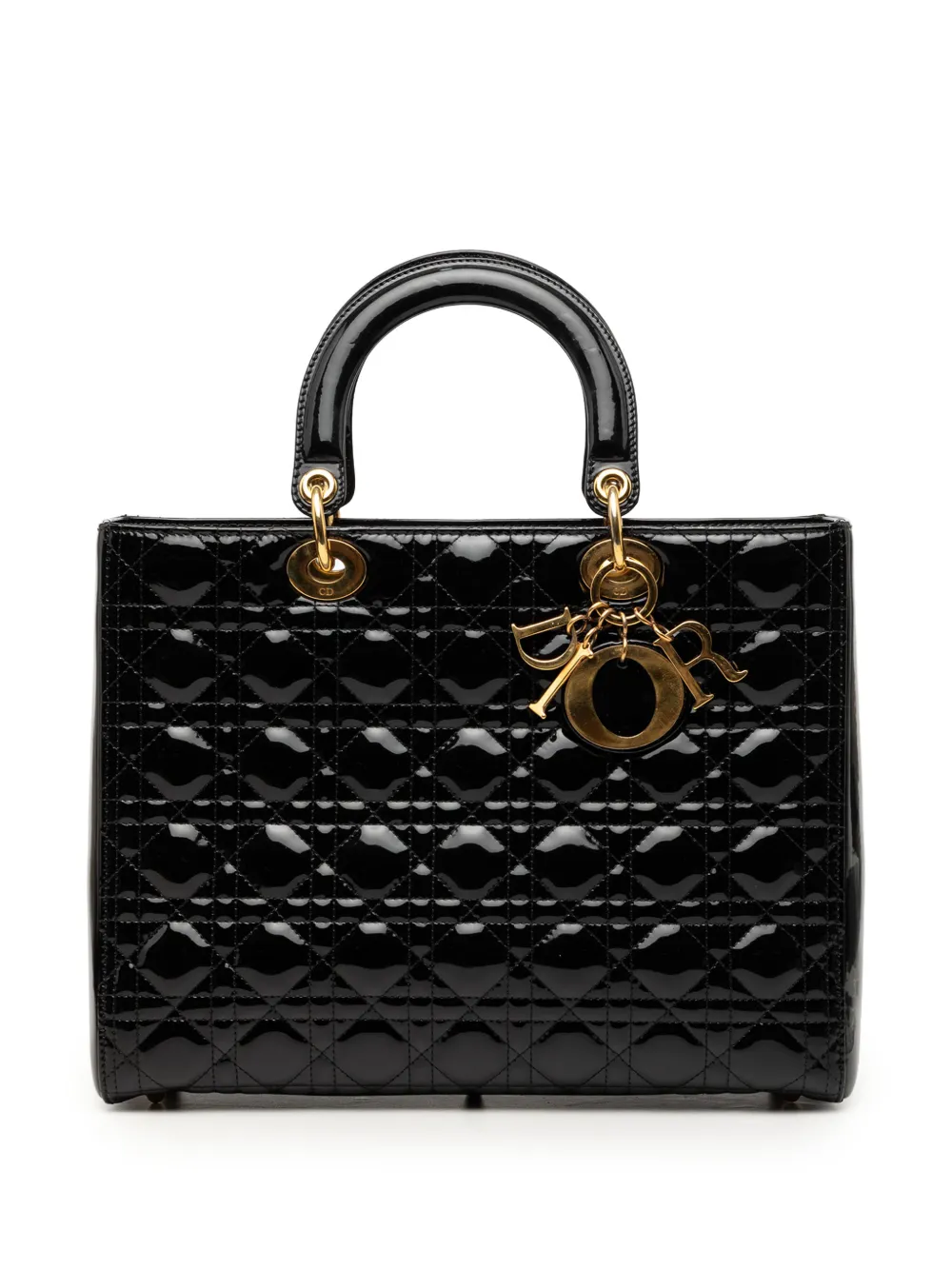 Christian Dior Pre-Owned 2010 Large Patent Cannage Lady Dior satchel - Black