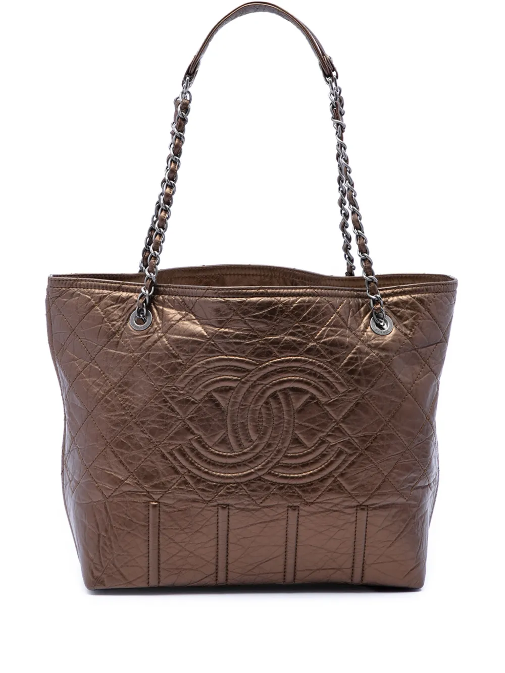 CHANEL Pre-Owned Borsa tote Shopping In Moscow in pelle di vitello con effetto vissuto 2008-2009 - Marrone