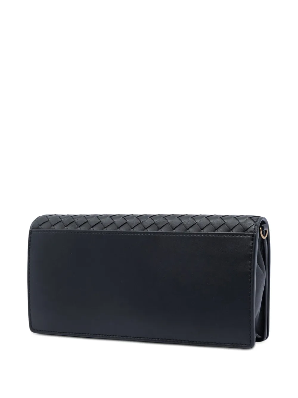  Bottega Veneta Pre-owned 2012-2026 Nappa Intrecciato Continental Wallet On Chain Crossbody Bag - Noir 