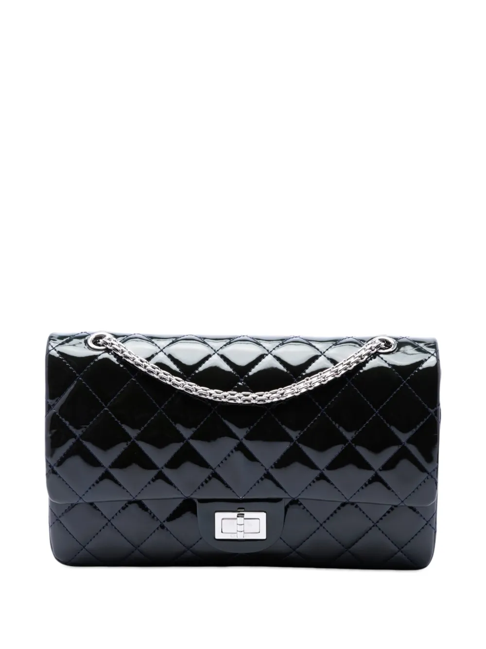 CHANEL Pre-Owned Borsa a spalla Reissue 2.55 Double Flap 227 trapuntata con finitura lucida 2009-2010 - Blu