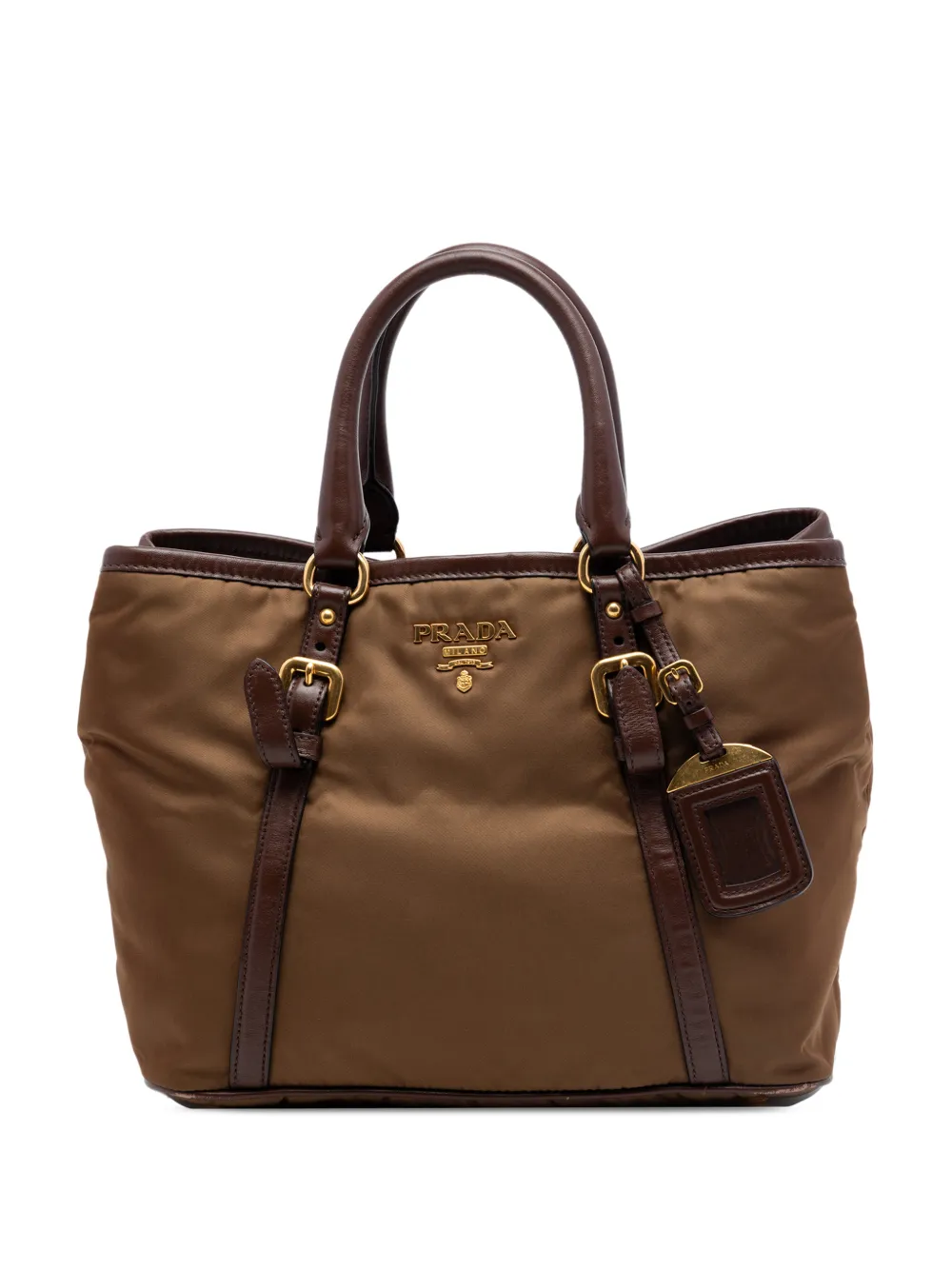 Prada Pre-Owned Borsa a tracolla in tessuto e pelle di vitello e daino 2019-2026 - Marrone