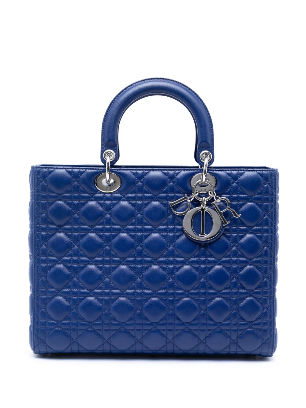 Christian Dior Pre-Owned Borsa a tracolla Lady Dior grande in pelle di agnello con motivo Cannage 2013 - Blu