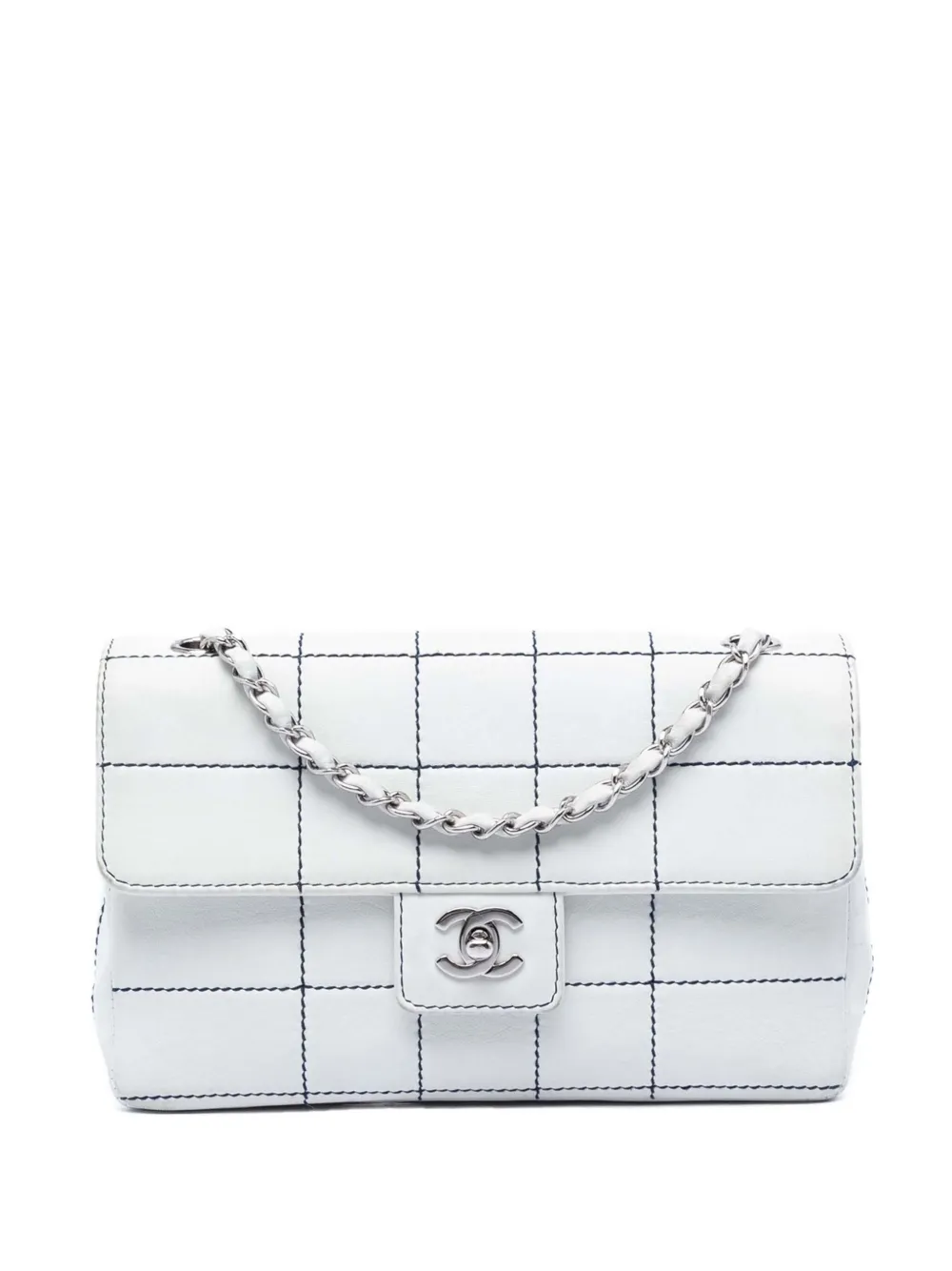 CHANEL Pre-Owned Borsa a tracolla Chocolate Bar media in pelle di agnello 2002-2003 - Bianco