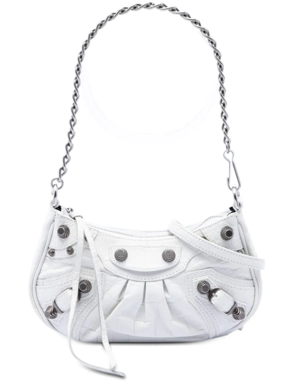 Balenciaga Pre-Owned Borsa a tracolla Motocross Le Cagole mini in pelle goffrata 2022 - Bianco