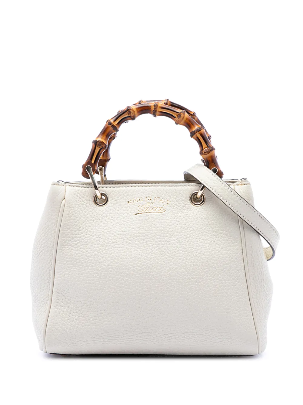 Gucci Pre-Owned Borsa shopper media in pelle di vitello e bambù 2016-2026 - Bianco